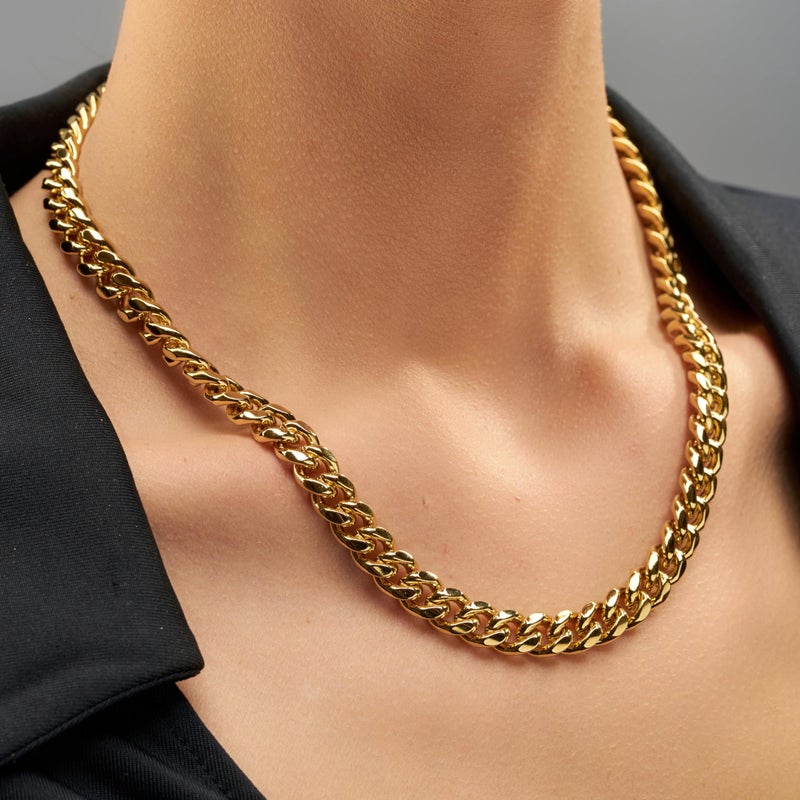 LIFETIME JEWELRY 9mm Miami Curb Cuban Link Chain Necklace 24k Gold Plated (Gold, 24 inches) - Image 3